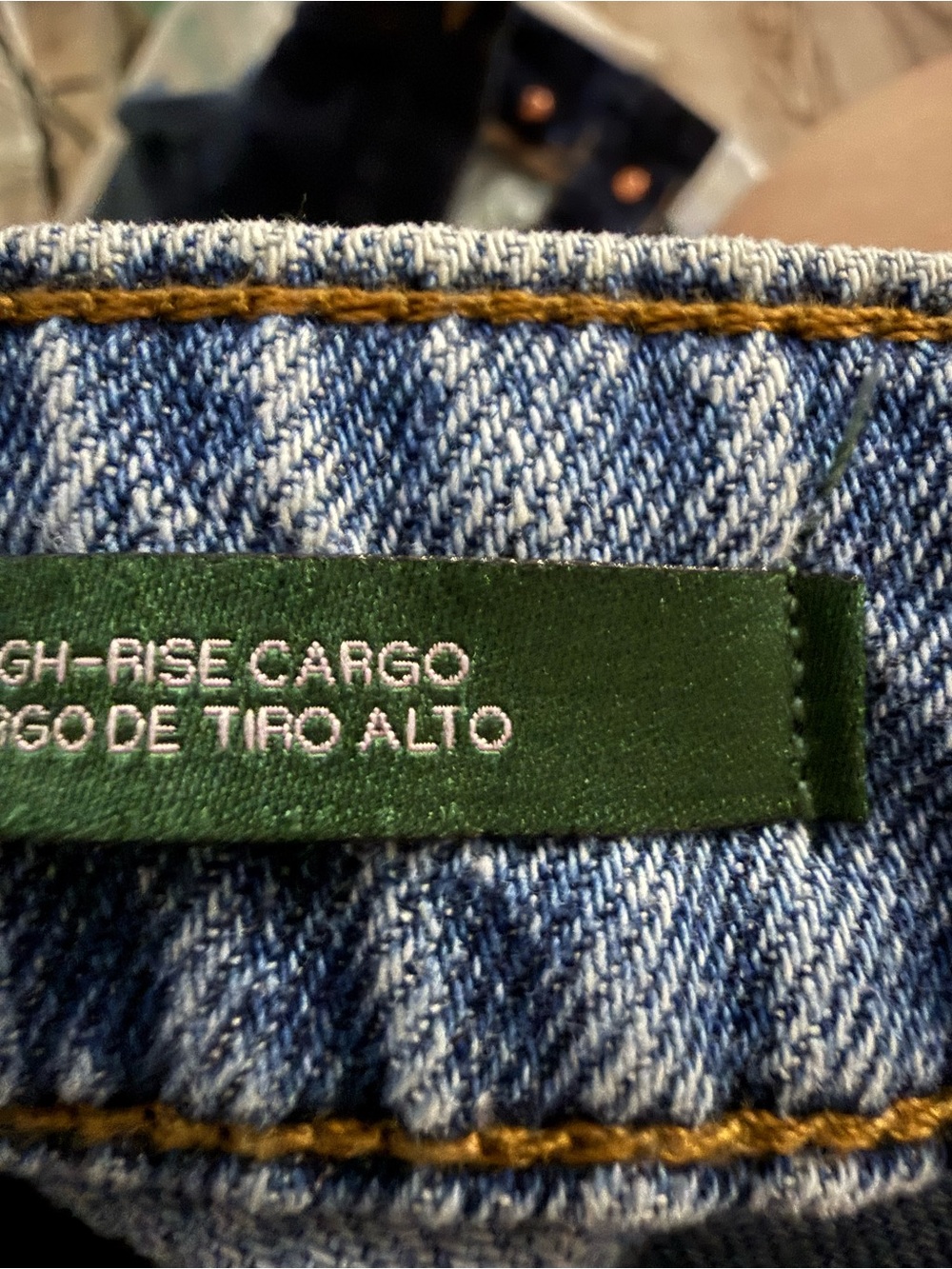 Sz16 31.5 inseam Women’s Hi Rise Cargo Blue Cargo Jeans - Picture 9 of 9